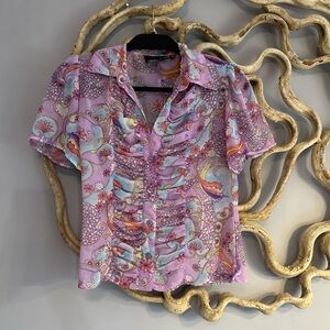 Vintage Y2K Light Purple Printed Top
